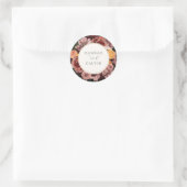 Autumn Burgundy Floral Wedding Classic Ronde Sticker (Tas)