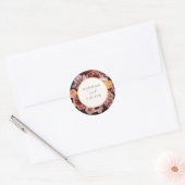 Autumn Burgundy Floral Wedding Classic Ronde Sticker (Envelop)