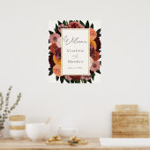 Autumn Burgundy Floral Wedding Welkomstteken Poster (Keuken)