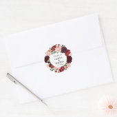 Autumn Burgundy Flower Wedding Favor Ronde Sticker (Envelop)