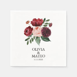 Autumn Burgundy Flower Wedding Servet