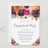 Autumn Burgundy Flowers Herfst Engagement Party Kaart (Voorkant)