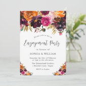 Autumn Burgundy Flowers Herfst Engagement Party Kaart (Staand voorkant)