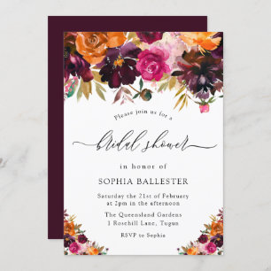 Autumn Burgundy Flowers Herfst Vrijgezellenfeest Kaart