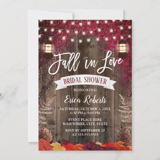 Autumn Burgundy Leaves Lantern Herfst Vrijgezellen Kaart (Voorkant)