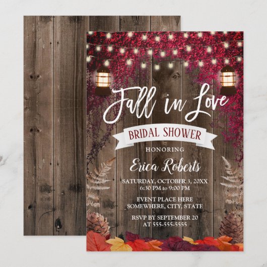 Autumn Burgundy Leaves Lantern Herfst Vrijgezellen Kaart (Voorkant / Achterkant)