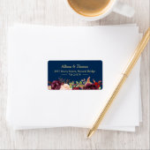 Autumn Burgundy Marsala Floral Navy Blue Wedding Etiket (Insitu)