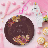 Autumn Burgundy Moody Waterverf Vrijgezellenfeest Papieren Bordje (Feest)