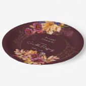 Autumn Burgundy Moody Waterverf Vrijgezellenfeest Papieren Bordje (Gekanteld)