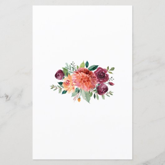 Autumn Burgundy Oranje Floral Hartelijk dank (Achterkant)