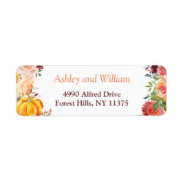 Autumn Burgundy Oranje Floral Leaves Pumpkin Etiket