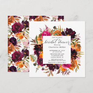 Autumn Burgundy & Oranje Floral Vrijgezellenfeest Kaart