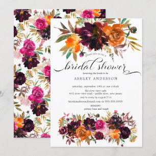 Autumn Burgundy & Oranje Floral Vrijgezellenfeest Kaart