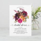 Autumn Burgundy & Oranje Floral Vrijgezellenfeest Kaart (Staand voorkant)