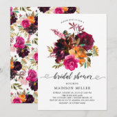 Autumn Burgundy & Oranje Floral Vrijgezellenfeest Kaart (Voorkant / Achterkant)