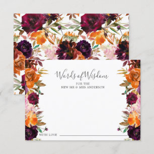 Autumn Burgundy Oranje Floral Words of Wisdom Card Kaart