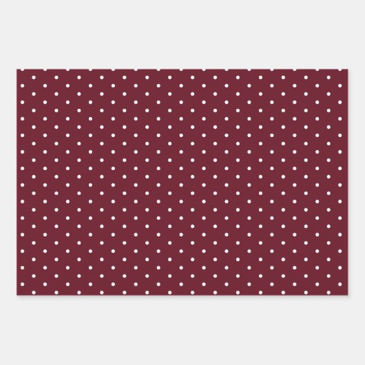 Autumn Burgundy Polka Dot Wide Striped and Solid Inpakpapier Vel (Voorkant 2)
