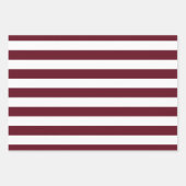 Autumn Burgundy Polka Dot Wide Striped and Solid Inpakpapier Vel (Voorkant)