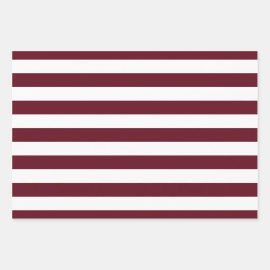 Autumn Burgundy Polka Dot Wide Striped and Solid Inpakpapier Vel (Voorkant)