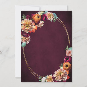 Autumn Burgundy Red Sinaasappel Blush Floral Weddi Kaart