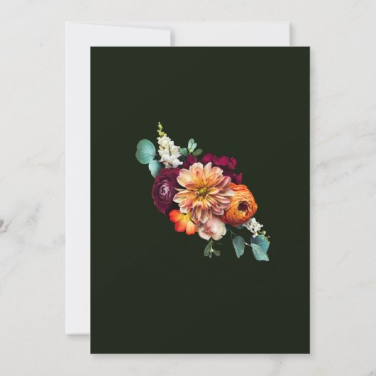 Autumn Burgundy Red Sinaasappel Blush Floral Weddi Kaart (Achterkant)