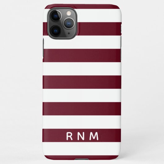 Autumn Burgundy Stripes met naam of monogram iPhone Hoesje (Achterkant)