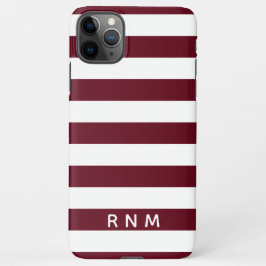 Autumn Burgundy Stripes met naam of monogram iPhone 11Pro Max Hoesje