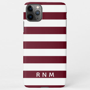 Autumn Burgundy Stripes met naam of monogram iPhone 11Pro Max Hoesje