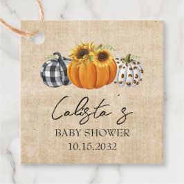 Autumn Burlap Pumpkin en Sunflower Baby shower Bedankjes Labels