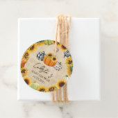 Autumn Burlap Pumpkin en Sunflower Baby shower Bedankjes Labels (In situ)