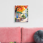 Autumn Cafe Watercolor Fall Foliage Canvas Afdruk (Insitu (Woonkamer))