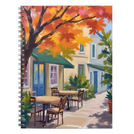 Autumn Cafe Watercolor Fall Foliage Notitieboek