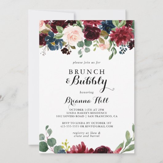 Autumn Calligraphy Brunch en Bubble Vrijgezellenfe Kaart (Voorkant)