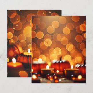Autumn Candle Lit Pumpkins Bokeh Scrapbook Paper