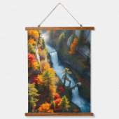 Autumn Canyon Waterfall – Vibrant Fall Forest Land Hangend Wandkleed (Voorkant)