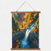 Autumn Canyon Waterfall – Vibrant Fall Forest Land Hangend Wandkleed (Voorkant 2)