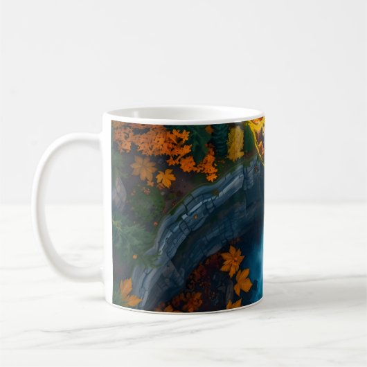 Autumn Canyon Waterfall – Vibrant Fall Forest Land Koffiemok (Links)