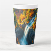 Autumn Canyon Waterfall – Vibrant Fall Forest Land Latte Mok (Voorkant)