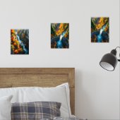 Autumn Canyon Waterfall – Vibrant Fall Forest Land Muurkunst Sets (Slaapkamer)