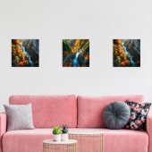 Autumn Canyon Waterfall – Vibrant Fall Forest Land Muurkunst Sets (Woonkamer)