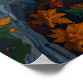 Autumn Canyon Waterfall – Vibrant Fall Forest Land Poster (Hoek)
