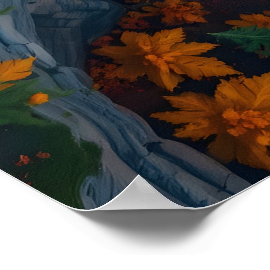 Autumn Canyon Waterfall – Vibrant Fall Forest Land Poster (Hoek)