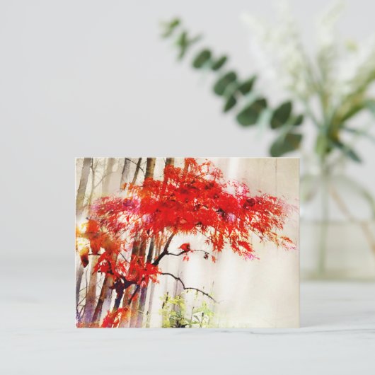 Autumn Cardinaal, Japanse Rode Mapleboom, Briefkaa Briefkaart (Staand voorkant)
