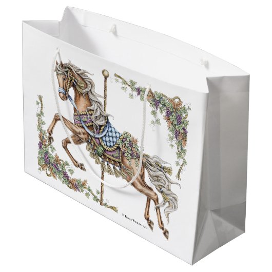 Autumn Carousel Horse Drawing Gift Bag Groot Cadeauzakje (Achterkant Gekanteld)