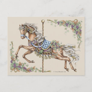 Autumn Carousel Horse Drawing Post Card Briefkaart