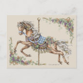Autumn Carousel Horse Drawing Post Card Briefkaart (Voorkant)