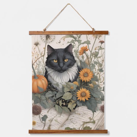 Autumn Cat Dandelion Hangend Wandkleed (Voorkant)