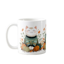 Autumn Cat Mug with Cozy Sweater