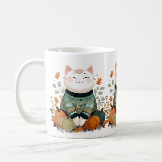 Autumn Cat Mug with Cozy Sweater Koffiemok (Links)