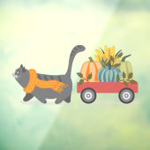 Autumn Cat & Pumpkins Raamsticker (Vel 3)